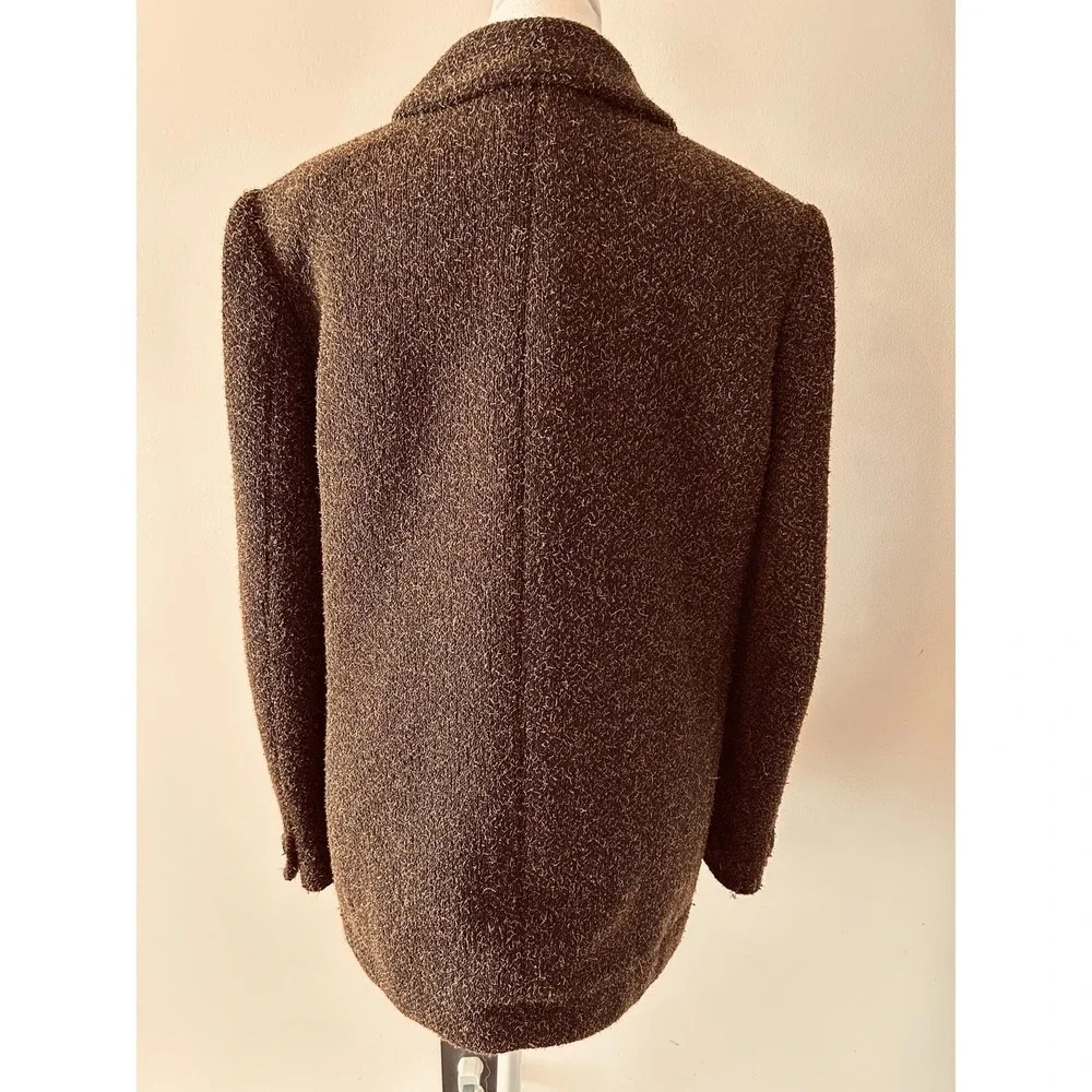 Chanel Boutique Vintage 97A Brown Wool Angora Tweed Jacket CC Logo Buttons 38